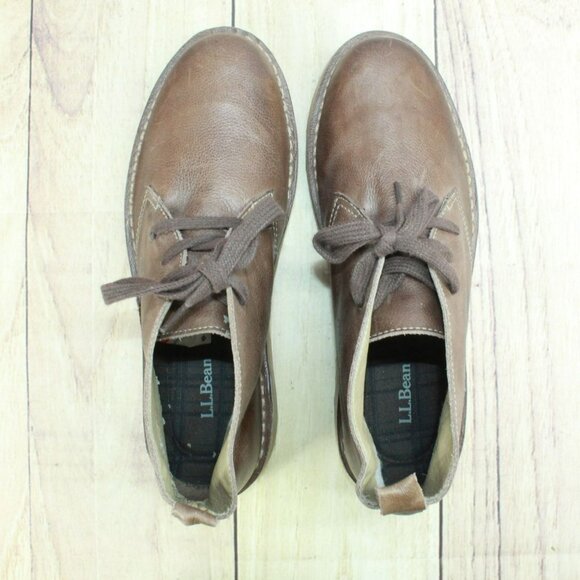 LL Bean Stonington Brown Leather Lace Up Chukka Ankle Desert Boots Size 7.5 M - Picture 7 of 9